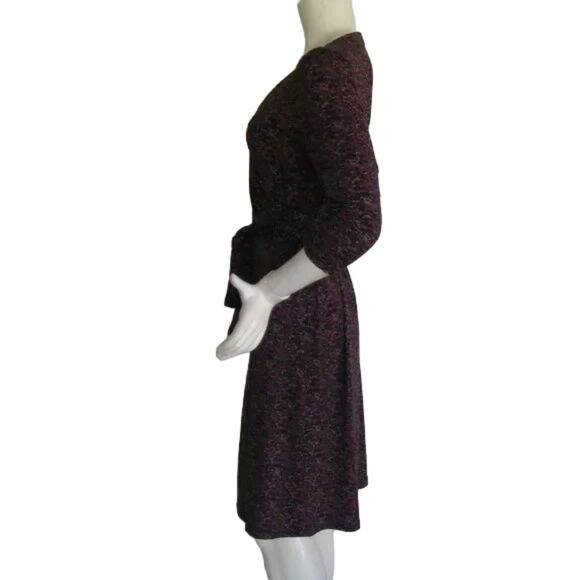 TAHARI ASL Dress, 6, True Wrap, Sequin PRINT, 3/4 sleeves, Sash Belt - Picture 9 of 13
